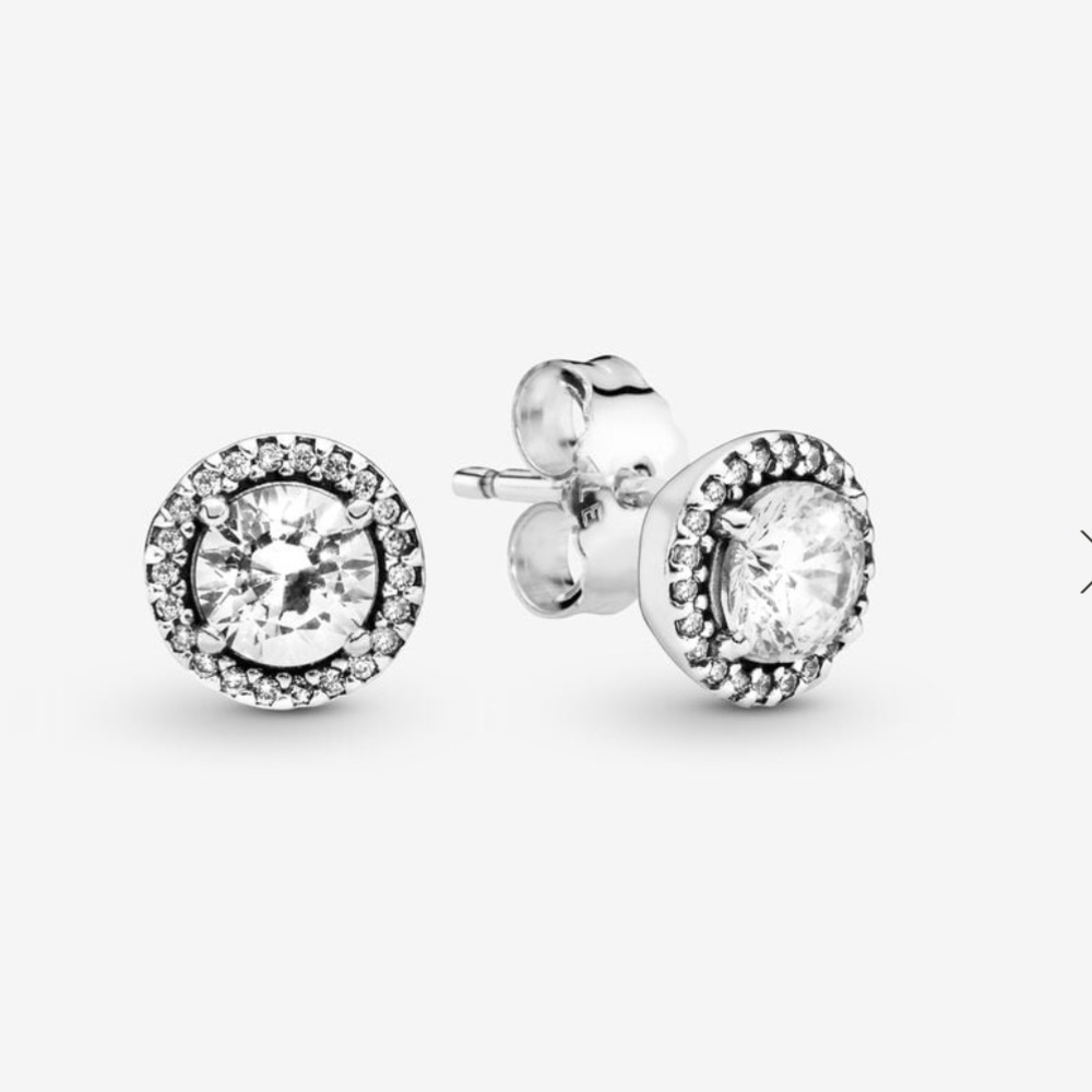 Pandora Round Sparkle Stud Earrings